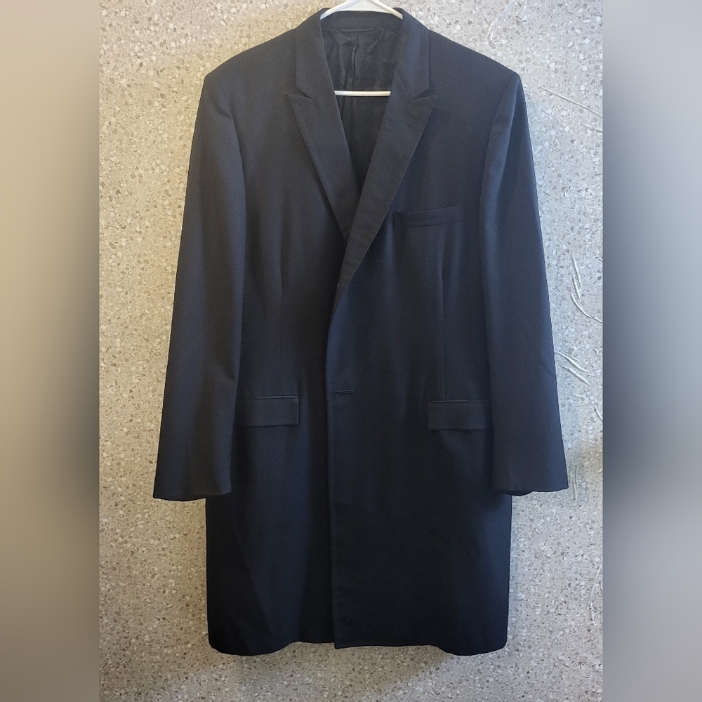 Calvert, Vintage ,Virgin Wool, Men's Dress Overcoat Navy Blue , 2 Back Slits, 47